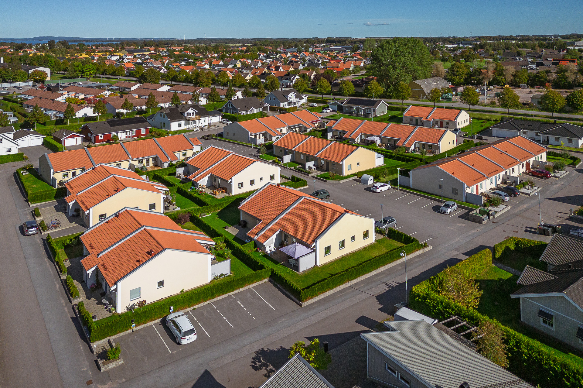 Flygbild över ett tidigare bostadsområde